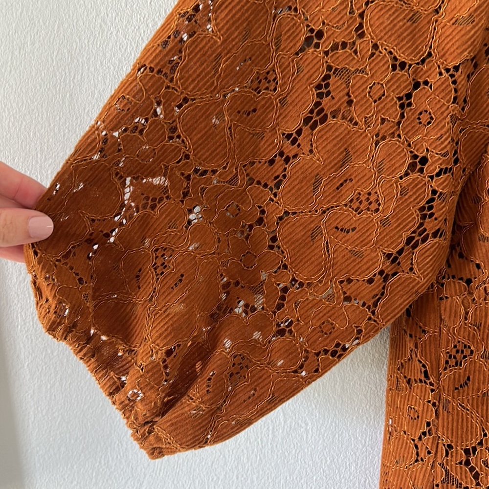 Anthropologie Dolan Left Coast Norah Floral Corduroy Blouse in Camel/Rust Size M - Picture 2 of 7